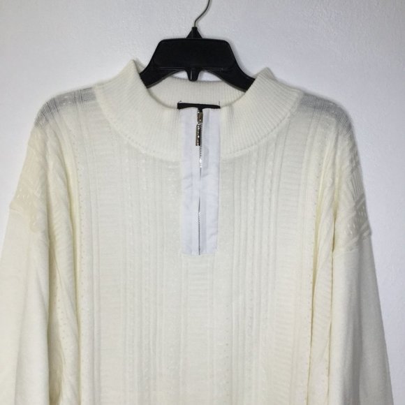 Steve Harvey Men Pullover Sweater Long Sleeve Cream Size 5XL Quarter Zip - Picture 2 of 10
